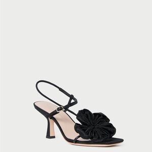 Loeffler Randall’s Frank Flower Applique Heeled Sandal in Black